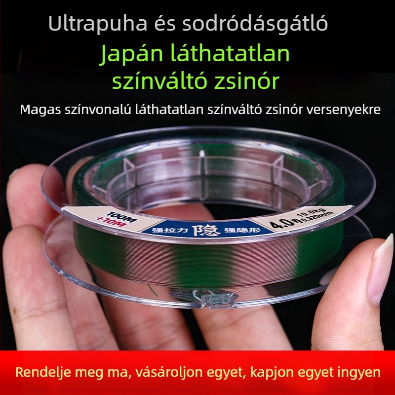 Nylon fő damil, nagy szakítószilárdság, 100 m, színes és láthatatlan damil a csalihorgászathoz és a tengeri horgászathoz
