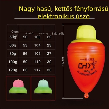 Saint-Mansi elektronikus úszó kettős fényforrással, zöld és piros hasa, ultra‑fényes éjszakai horgászathoz, nappal és éjszaka használható