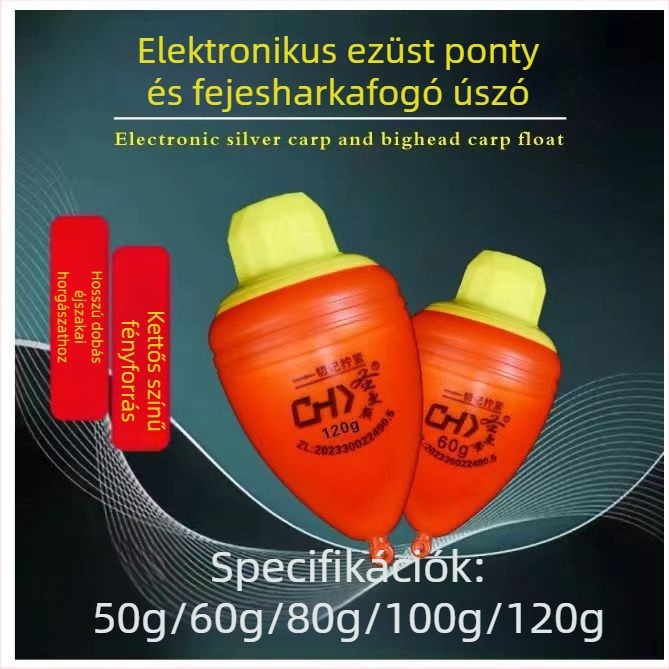 Saint-Mansi elektronikus úszó kettős fényforrással, zöld és piros hasa, ultra‑fényes éjszakai horgászathoz, nappal és éjszaka használható