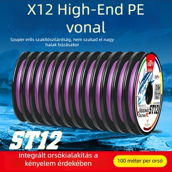 12-szálas fő damil, 100 m, több színű PE damil, kopásálló és harapásálló