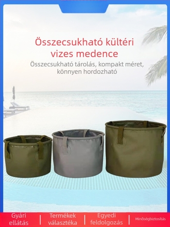 7–20 literes összecsukható vödör kempingezéshez és horgászathoz, hordozható mosdó és lábfürdő PVC kivitelben