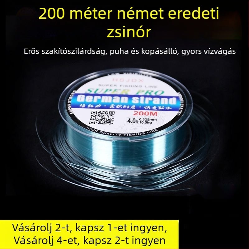 200 m nylon horgász zsinór, fő zsinór és előke tengeri horgászatra és műcsalikhoz, ultra-nagy húzóerő