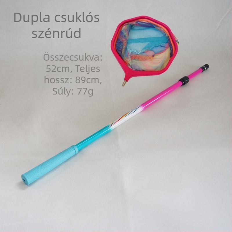 Színes gyerekeknek szóló hálókészlet karbonszárú bottal, könnyű, kültéri horgászathoz