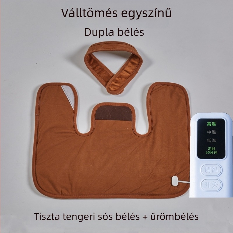 Váll- és nyakmelegítő párna intelligens hőmérséklet-szabályozással, tengeri sóval töltött zacskóval otthoni használatra