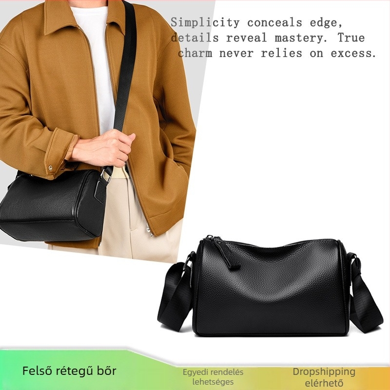 Férfiaknak készült crossbody táska első osztályú bőrből – minimalist design, üzleti és mindennapi használatra, nagy kapacitás, 8 hüvelykes laptophoz