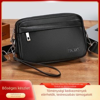 Férfi PU bőr crossbody táska, hétköznapi stílus, retro motoros dizájn, telefontartó