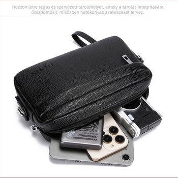 Férfi PU bőr crossbody táska, hétköznapi stílus, retro motoros dizájn, telefontartó