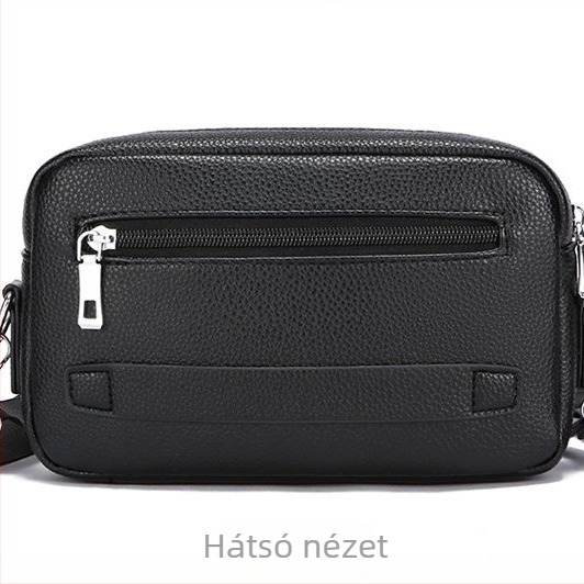 Férfi PU bőr crossbody táska, hétköznapi stílus, retro motoros dizájn, telefontartó