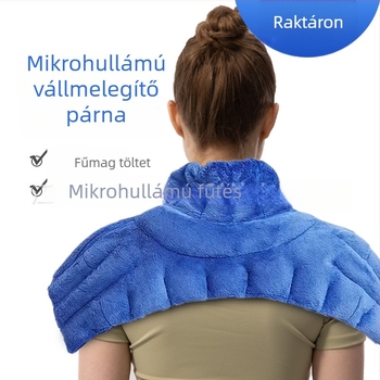 Mikrohullámú melegítő vállpárna lenmaggal és kerámiagolyókkal töltve nyak- és vállmelegítéshez Velcro-zár