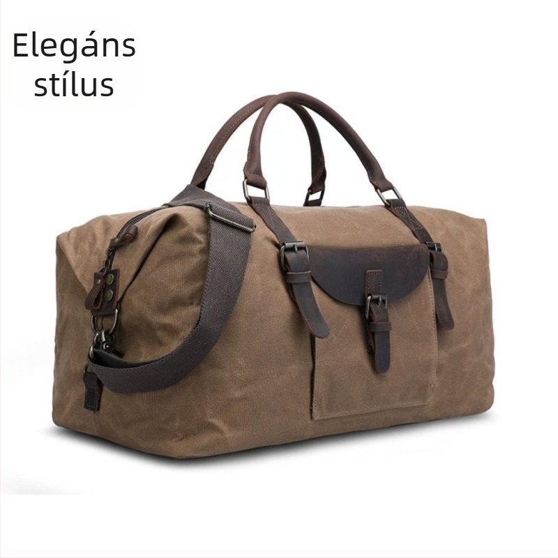 Vintage waxed canvas táska Crazy Horse bőrrel, vállon hordható irodai táska férfiaknak, nagy kapacitás, vízálló és kopásálló