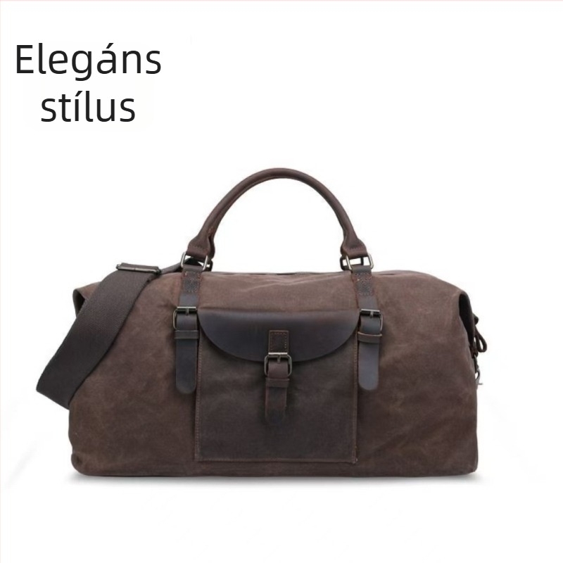 Vintage waxed canvas táska Crazy Horse bőrrel, vállon hordható irodai táska férfiaknak, nagy kapacitás, vízálló és kopásálló