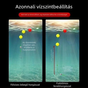 Éjszakai horgászatra szánt karp rig vezető damillal, Luoyang gyöngyökkel és Seven-Star úszóval – készlet