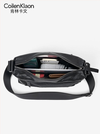 Férfi oldaltáska első réteg marhabőrből, utcai stílus, egyszínű, többfunkciós, kompatibilis 10 hüvelykes laptophoz.