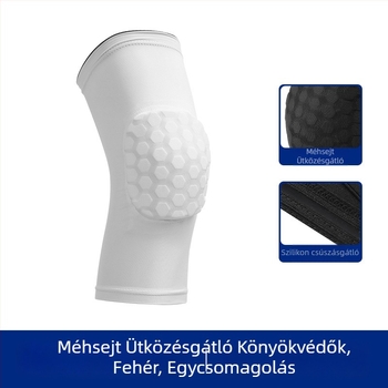 Kosárlabda könyökvédő elasztikus tömörítéssel, könyökízület védelmével és ütéscsillapító méhsejt szerkezettel