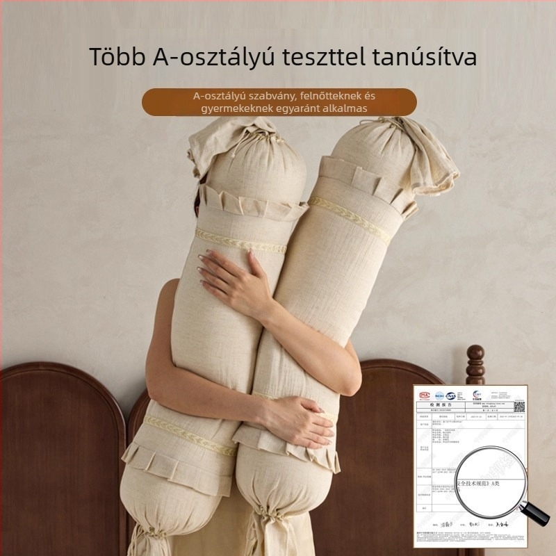 Hosszú testpárna oldalt alváshoz, deréktámasz, terhes nőknek, pamut huzat