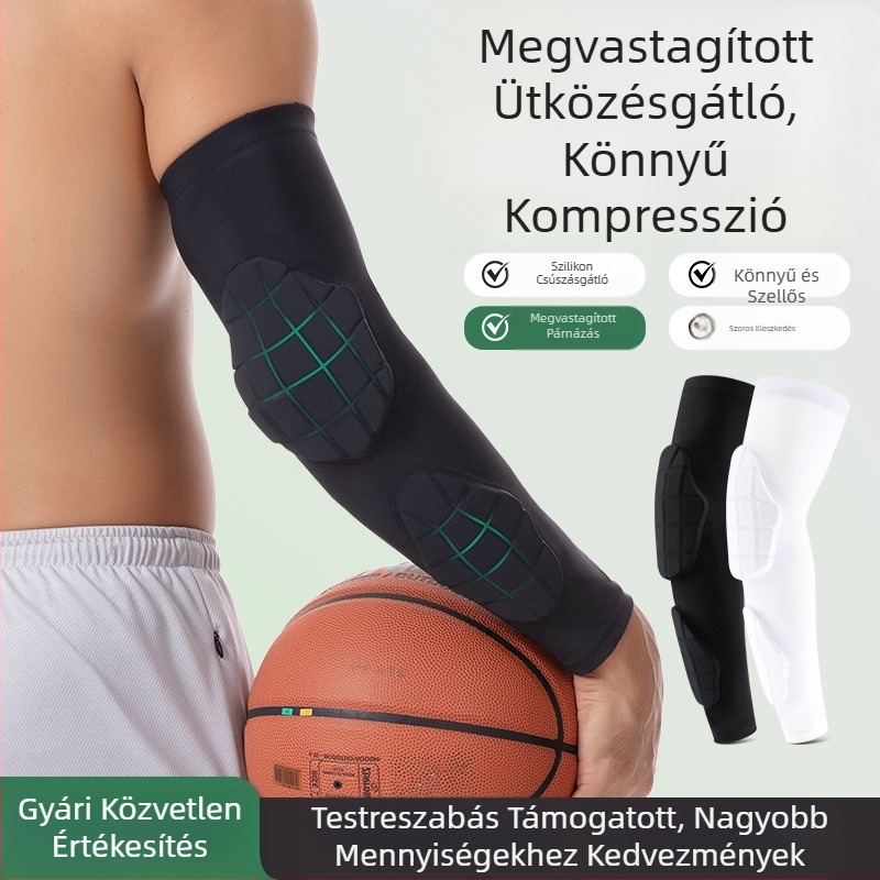 Légáteresztő, vastagodott könyökvédő kosárlabdához és szabadtéri sportokhoz