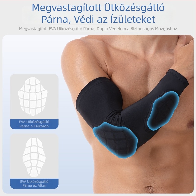 Légáteresztő, vastagodott könyökvédő kosárlabdához és szabadtéri sportokhoz