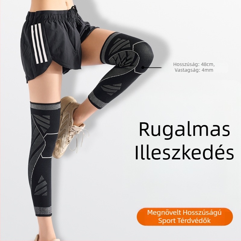 Sportos teljes láb védő, hosszított, csúszásmentes, rugalmas térdvédő, guggoláshoz, kosárlabdához és görkorizáshoz