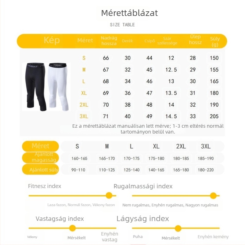 Kosárlabda térdvédő beépített hexagonális párnázással, 3/4-hosszú edzéshez és futáshoz