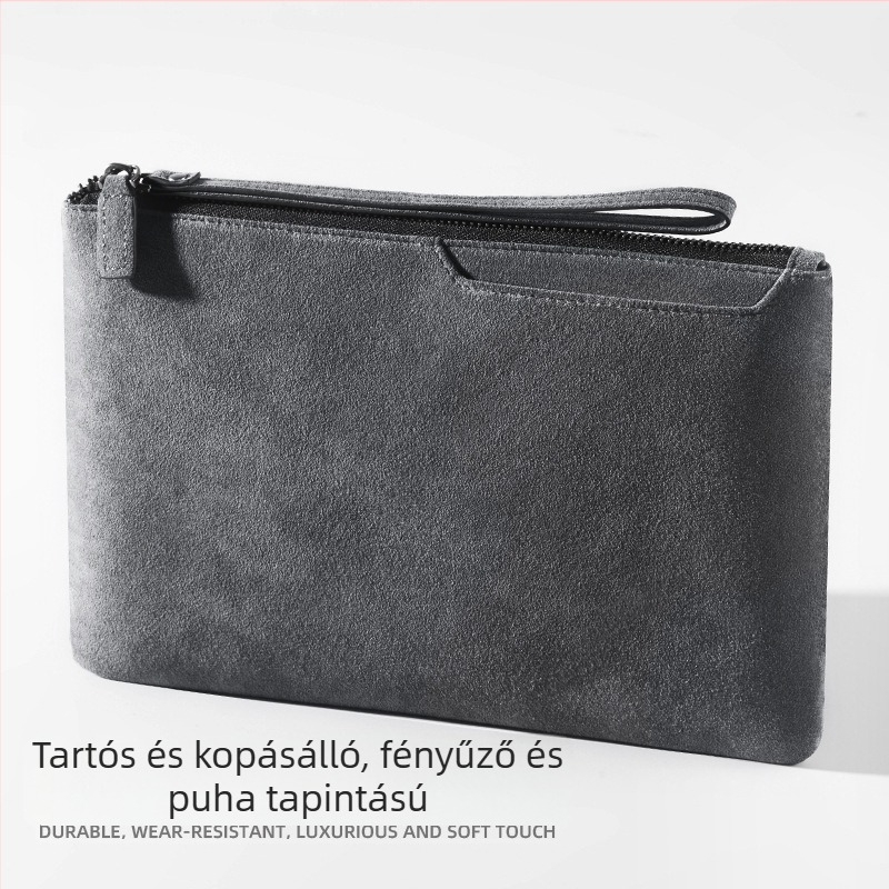 Alcantara férfi clutch táska telefonhoz, mindennapi minimalistikus boríték-stílus, divatos üzleti tároló