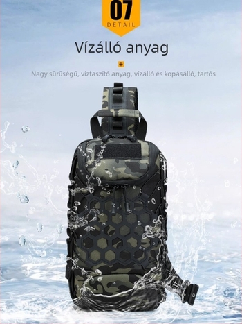 Férfi mellkas táska patchwork mintás kamuflázzal, utazáshoz, telefontartó rekesz, 8 hüvelykes méret