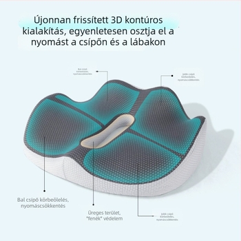 Memóriahabos ülőpárna, csúszásmentes és légáteresztő, csípőemelő párna hosszú üléshez az irodában