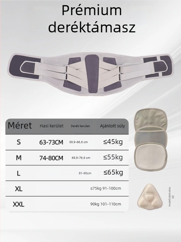 Lumbális deréköv acéllemez betéttel a fitneszhez