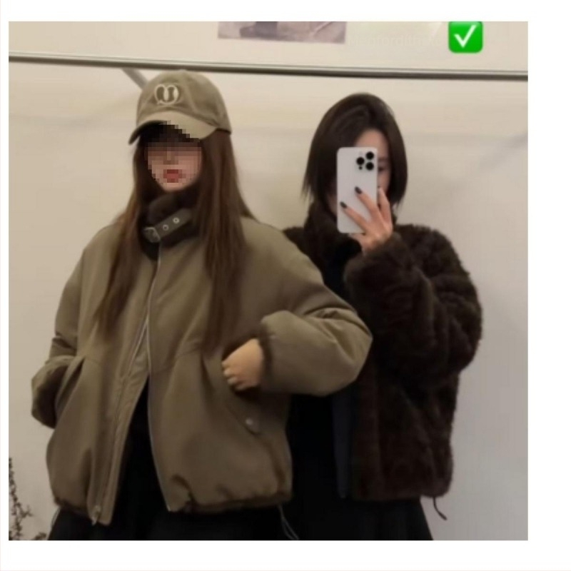 Női kétoldalas parkas műszőrme (mink) - laza szabás, tél 2025
