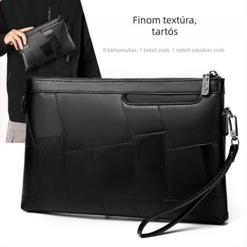 Férfi clutch táska, 8 hüvelykes érmes tok, egyszínű, egyszerű textúra, sokoldalú kültéri használatra