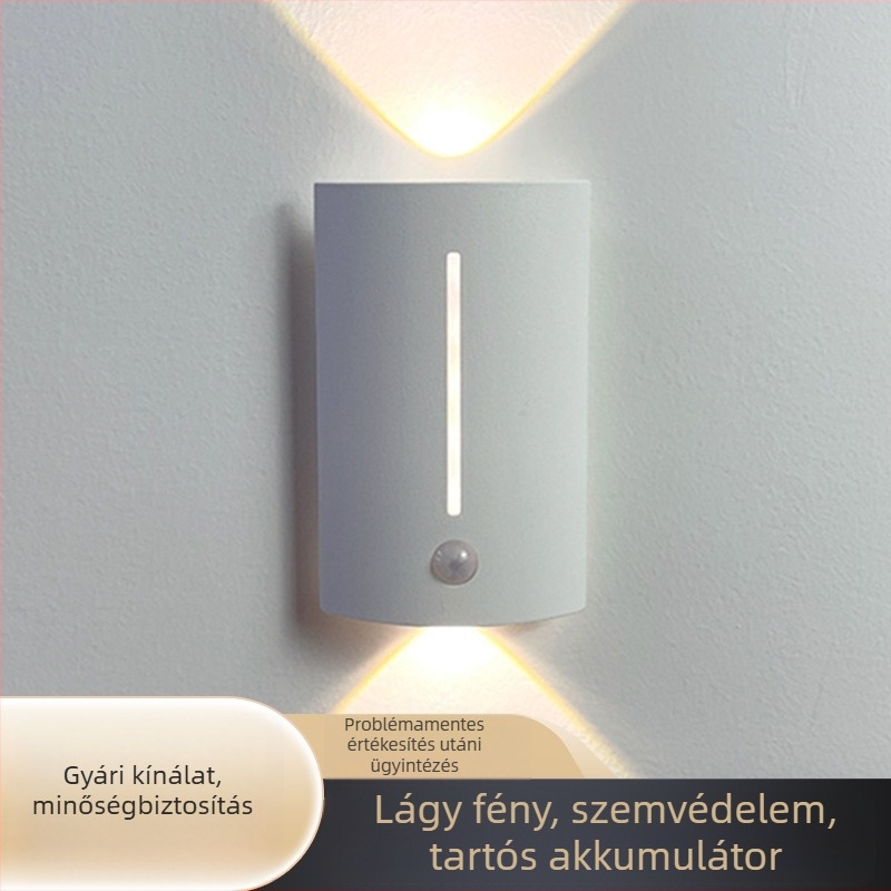 Intelligens, újratölthető éjjeli lámpa mozgásérzékelővel, fali lámpa hálószoba és folyosó számára