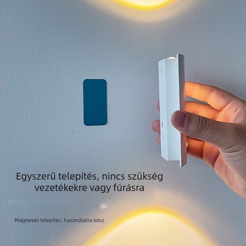 Intelligens, újratölthető éjjeli lámpa mozgásérzékelővel, fali lámpa hálószoba és folyosó számára
