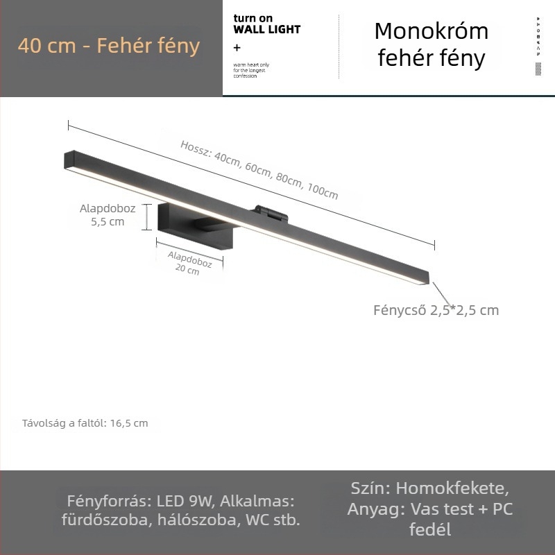 LED előre világító fürdőszobai tükörszekrény sminktükörrel, modern minimalista stílus