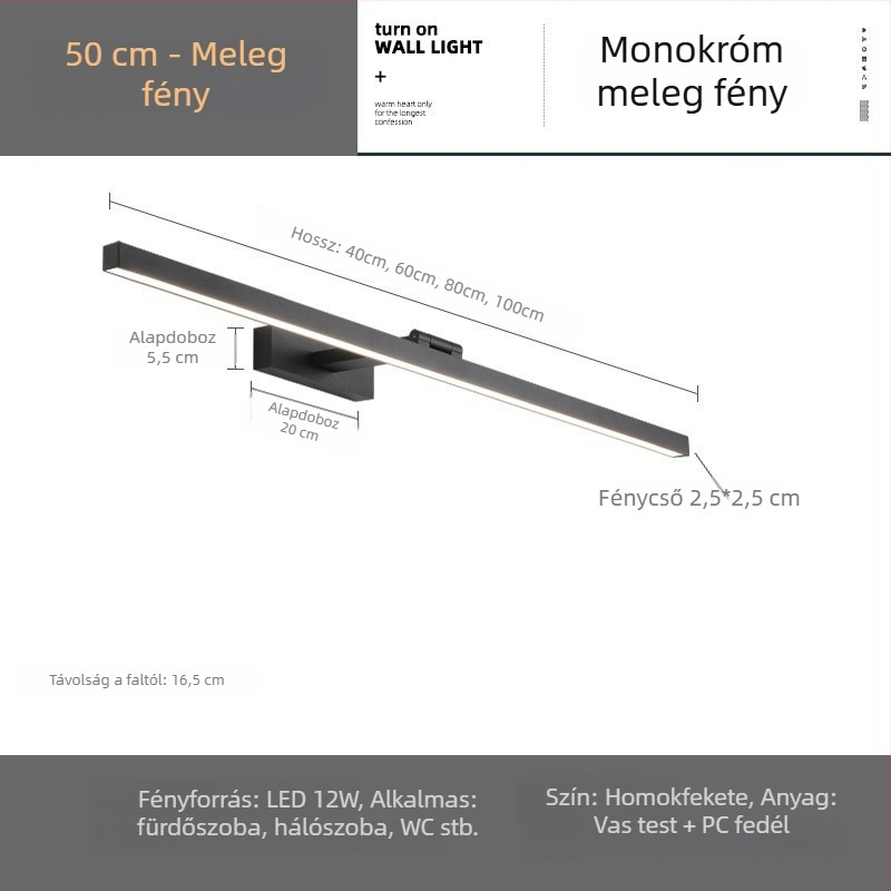 LED előre világító fürdőszobai tükörszekrény sminktükörrel, modern minimalista stílus