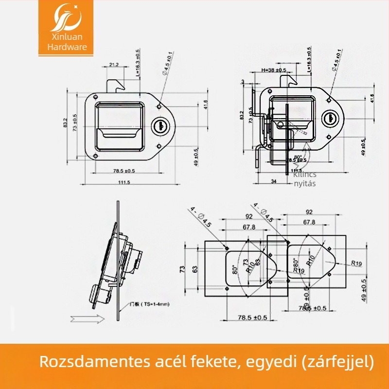 Xinluan G-típusú alumínium szerszámtároló doboz zár speciális járművekhez, lakókocsikhoz és mérnöki járművekhez