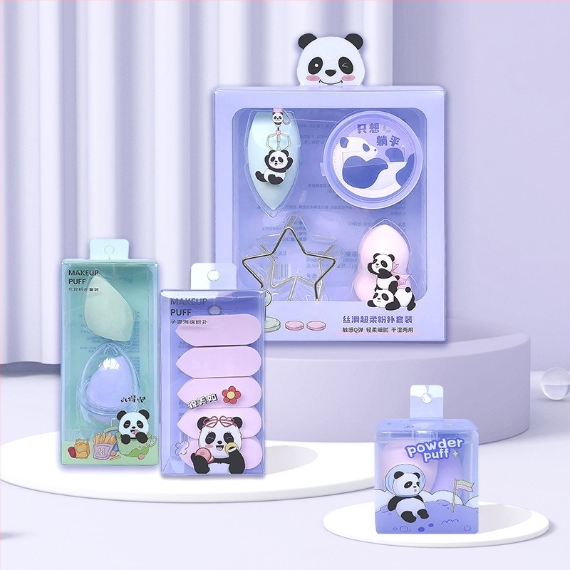 Panda porpúder készlet, sminktojás formájú szivacs, marshmallow puha nedves és száraz felvitelhez, smink fixálásához
