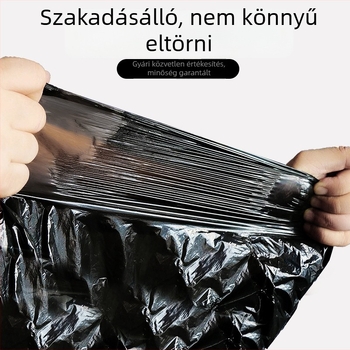 Háztartási lapos szájú műanyag zacskók, perforált, nagy tekercs, húzózsinóros, vastagított, konyha és iroda, nagy méret