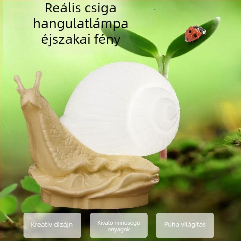 Hálószoba LED hangulatlámpa USB-tápellátású, kreatív csiga alakú éjjeli fény