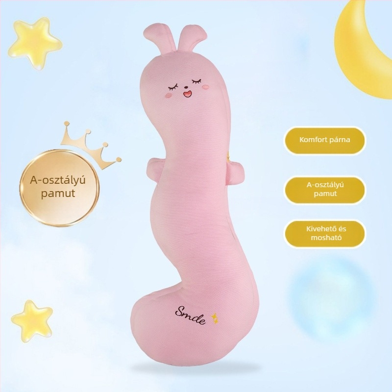 Hosszú pamut párna karikatúra dizájnnal terhességhez, oldalsó alváshoz, levehető huzattal