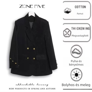 Női chenille zakó, vastagabb kivitelű az őszi-téli szezonra, koreai stílus, laza szabás, kifinomult retro elegancia