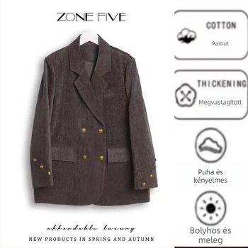 Női chenille zakó, vastagabb kivitelű az őszi-téli szezonra, koreai stílus, laza szabás, kifinomult retro elegancia