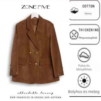 Női chenille zakó, vastagabb kivitelű az őszi-téli szezonra, koreai stílus, laza szabás, kifinomult retro elegancia