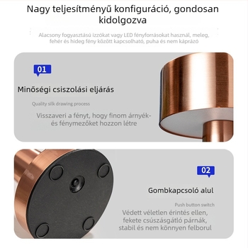 LED érintéses asztali lámpa, töltővel, súlyzó alakú, hangulatfény bárhoz, étkezőasztalhoz és hálószobához, szemvédelem, éjjeli fény