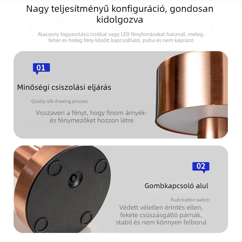LED érintéses asztali lámpa, töltővel, súlyzó alakú, hangulatfény bárhoz, étkezőasztalhoz és hálószobához, szemvédelem, éjjeli fény