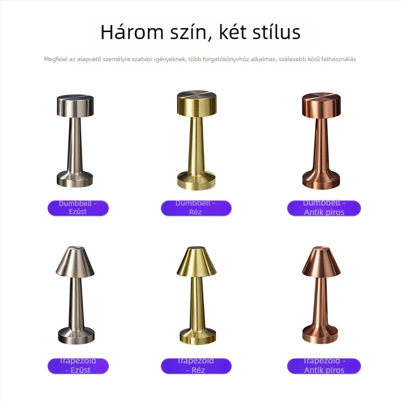 LED érintéses asztali lámpa, töltővel, súlyzó alakú, hangulatfény bárhoz, étkezőasztalhoz és hálószobához, szemvédelem, éjjeli fény