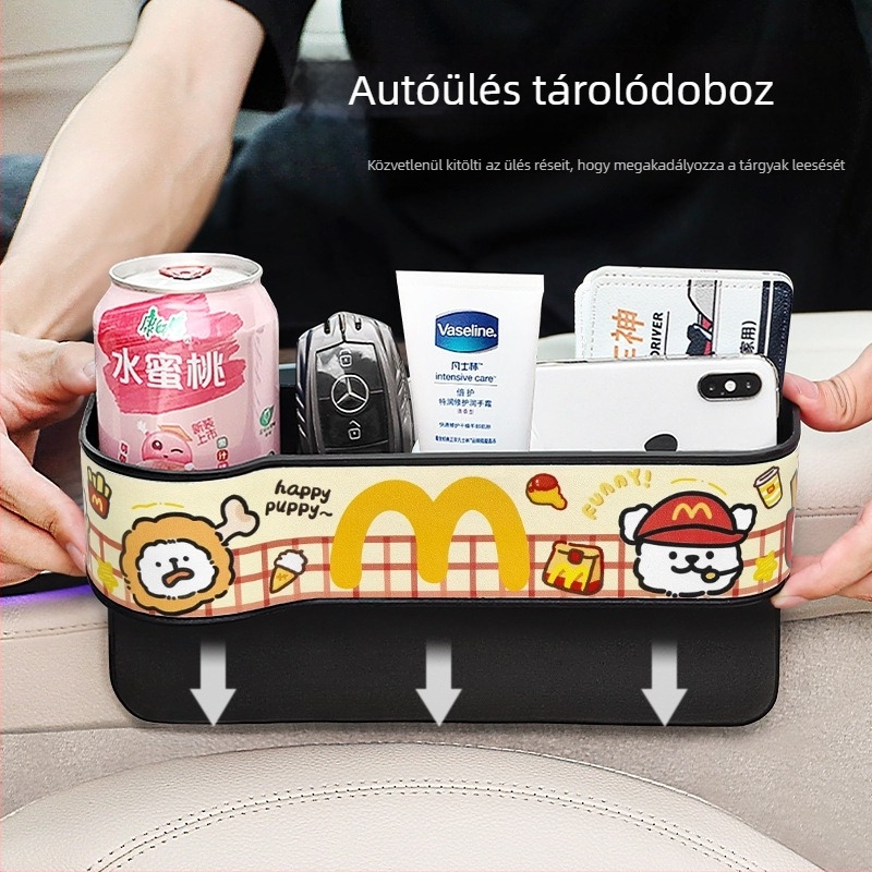 Autóülés közötti tároló – rajzfilmszerű dizájnú tárolódoboz