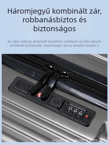 Többfunkciós, bővíthető PC anyagból készült bőrönd teleszkópos fogantyúval, kézipoggyászhoz alkalmas, dupla rétegű robbanásbiztos cipzár, nagy kapacitás