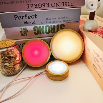 Kör alakú diffúziós LED éjszakai lámpa fa- és akril alapzattal, DIY borosüveg aromaterápiához
