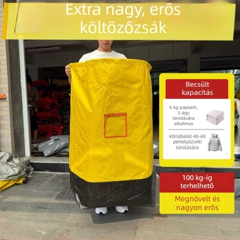 PE-bevonatú műanyag szőtt táska, nagy kapacitású, átlátszó zsebekkel, vízálló, önzáró záródású, költöztetésre és csomagküldésre