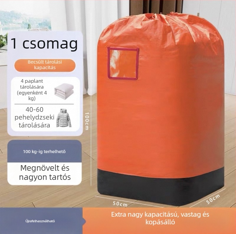PE-bevonatú műanyag szőtt táska, nagy kapacitású, átlátszó zsebekkel, vízálló, önzáró záródású, költöztetésre és csomagküldésre