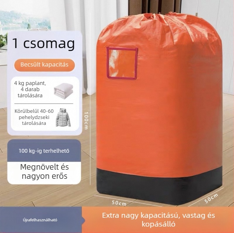 PE-bevonatú műanyag szőtt táska, nagy kapacitású, átlátszó zsebekkel, vízálló, önzáró záródású, költöztetésre és csomagküldésre
